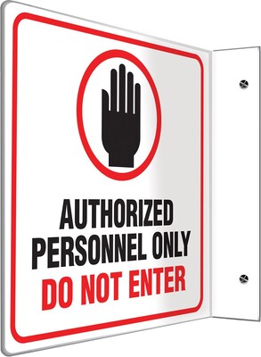 Accuform Authorized Personnel Only Do Not Enter Projection Sign, Black/Red/White, 8H x 8W (PSP231)