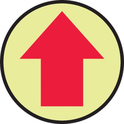 Accuform Slip-Gard Arrow Pictorial Round Floor Sign, Red/Yellow, 8Dia. (MFS871)