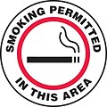 Accuform Signs® Slip-Gard™ SMOKING PERMITTED IN THIS AREA Round Floor Sign, Red, 17Dia., 1/Pack