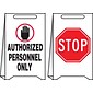 Accuform Slip-Gard AUTHORIZED PERSONNEL ONLY/STOP Reversible Fold-Ups, Red/BLK/WHT, 20"x12" (PFE432)