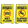 Accuform Signs® Slip-Gard™ CAUTION WET FLOOR/CAUTION..Reversible Fold-Ups, Red/Black/Yellow, 20x12