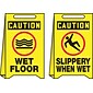 Accuform Signs® Slip-Gard™ CAUTION WET FLOOR/CAUTION..Reversible Fold-Ups, Red/Black/Yellow, 20"x12"