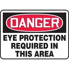 Accuform Safety Sign, DANGER EYE PROTECTION REQUIRED IN THIS AREA, 10 x 14, Plastic (MPPE010VP)