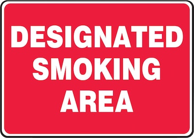 Accuform Safety Sign, DESIGNATED SMOKING AREA, 7 x 10, Aluminum (MSMK404VA)