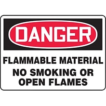 ACCUFORM SIGNS® Safety Sign, DANGER FLAMMABLE MATERIAL NO SMOKING OR OPEN FLAMES, 7 x 10, Aluminum
