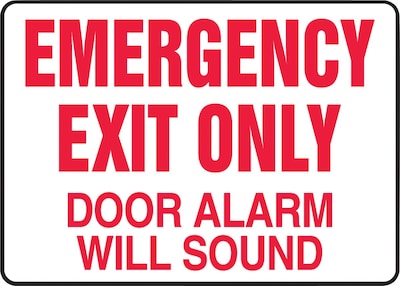 Accuform Safety Sign, EMERGENCY EXIT ONLY DOOR ALARM WILL SOUND, 7 x 10, Aluminum (MEXT591VA)