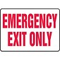 Accuform Safety Sign, EMERGENCY EXIT ONLY, 7" x 10", Plastic (MEXT584VP)