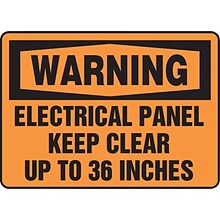 Accuform Safety Sign, WARNING ELECTRICAL PANEL KEEP CLEAR UP TO 36 INCHES, 7 x 10, Plastic (MELC30