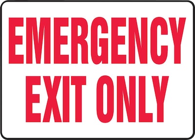Accuform Safety Sign, Emergency Exit Only, 7 X 10, Adhesive Vinyl (MEXT584VS)