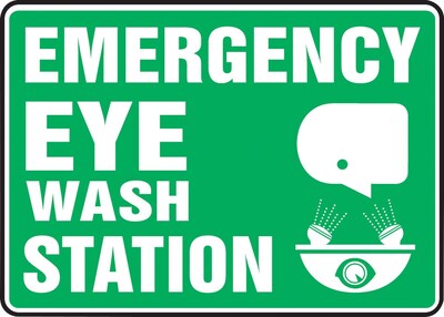 Accuform Safety Sign, Emergency Eye Wash Station, 10 X 14, Adhesive Vinyl (MFSD544VS)