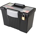 Storex Portable File Box with Organizer Lid, Letter/Legal Size, Black (61510U01C)
