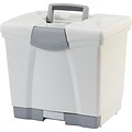 Storex Portable Plastic File Box with Bottom Drawer, Grey (61503U01C)
