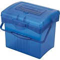 Storex Portable File Box with Organizer Lid, Letter Size, Blue (61501U01C)