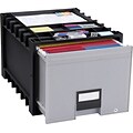 Storex Plastic Archive Storage Box with Lock, Letter Size, 18 Drawer, Black (61178U01C)