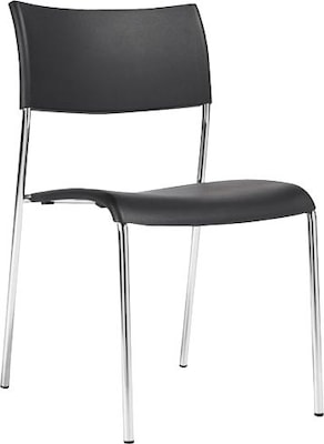 Offices To Go® Armless Stack Chair, Plastic, Black, Seat: 16.5Wx16D, Back: 17.5Wx14.5H, 4/CT