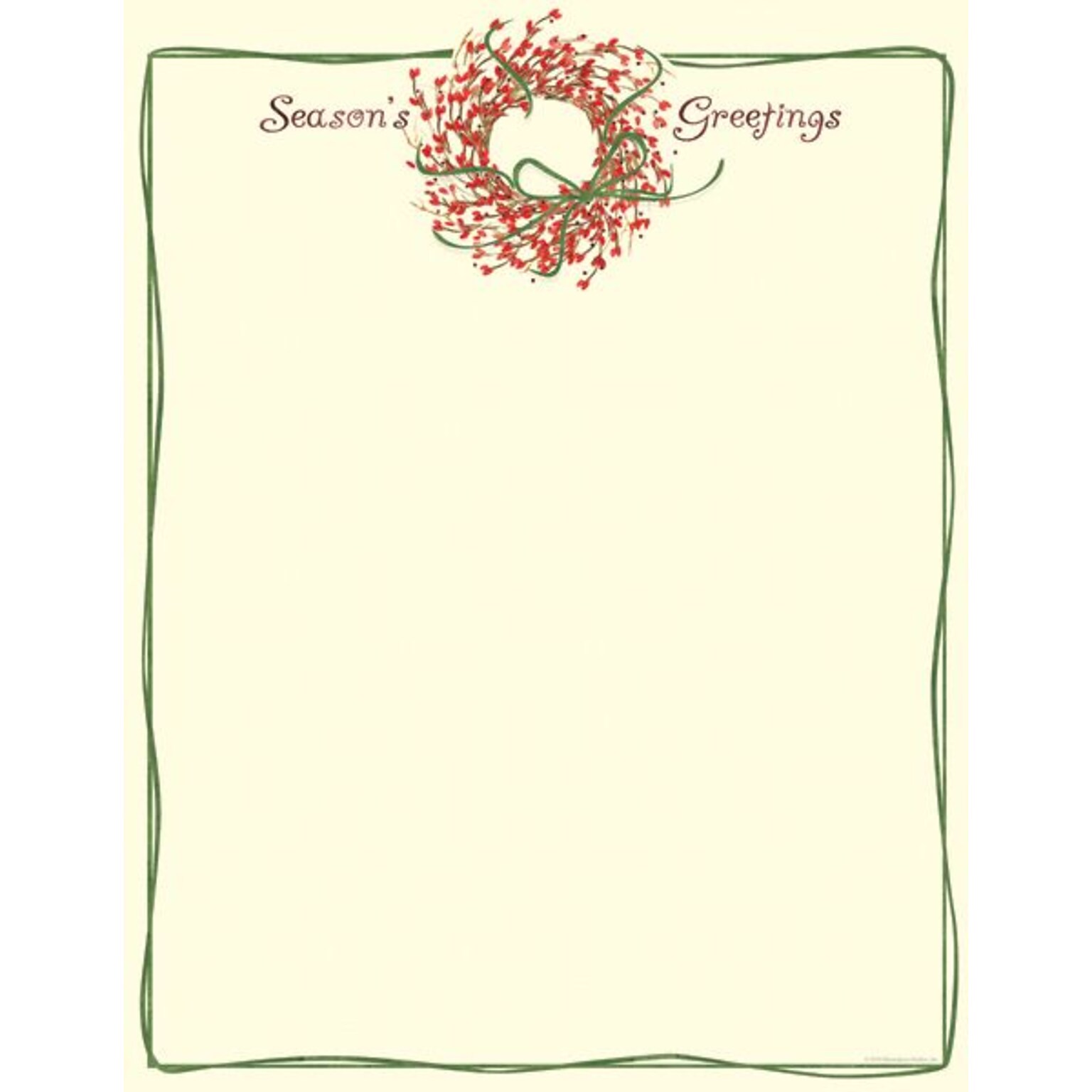 Great Papers® Seasons Greetings Wreath Letterhead; 80/Pack