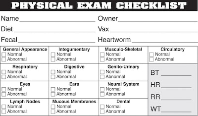 Veterinary Examination Medical Labels, Physical Exam Checklist, White, 2.5 x 4 inch, 100 Labels