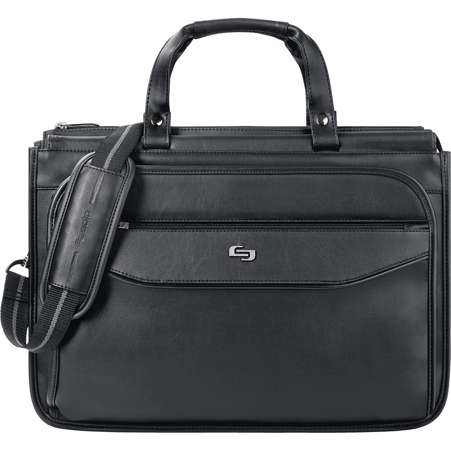 U. S. Luggage™ Quad Gusset Portfolio w/Adjustable Removeable Strap, Black, 12H x 17W x 8D