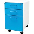 Stow 3-Drawer File Cabinet wCasters, White + Pool Blue