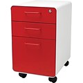 Stow 3-Drawer File Cabinet wCasters, White + Red