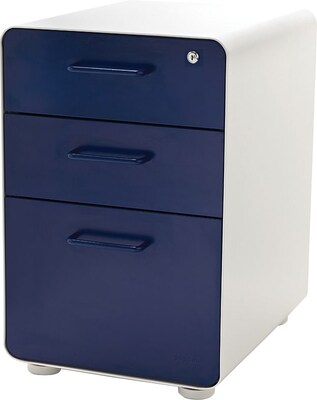 Stow 3-Drawer File Cabinet, White + Navy