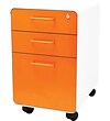 Stow 3-Drawer File Cabinet wCasters, White + Orange