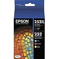 Epson T252 Black High Yield and Cyan/Magenta/Yellow Standard Yield Ink Cartridge, 4/Pack (T252XL-BCS