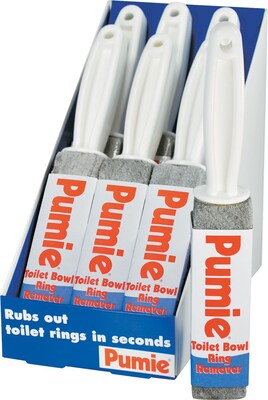 Pumie® Toilet Bowl Ring Remover With Handle, Pumice, Gray, 6/Ct