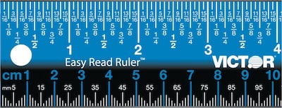 Victor Technology Easy Read Stainless Steel Ruler, Standard/Metric, 18", Blue