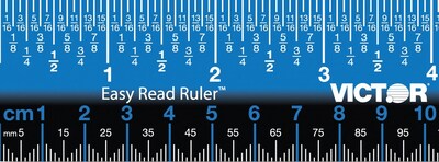 Victor Technology Easy Read Stainless Steel Ruler, Standard/Metric, 18", Blue