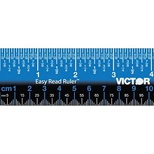 Victor Technology Easy Read Stainless Steel Ruler, Standard/Metric, 18, Blue