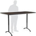 Iceberg Arc Adjustable Height Rectangular Conference Table, Walnut/Gray Legs, 30-42H x 72W x 36D