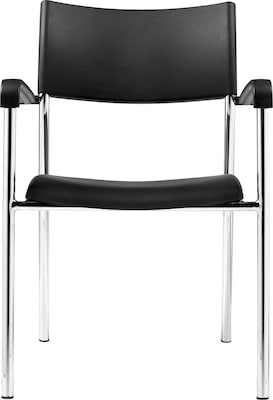 Offices To Go® Stack Chair, Plastic, Black, Seat: 16 1/2"W x 16"D, Back: 17 1/2"W x 14 1/2"H, 4/Ct