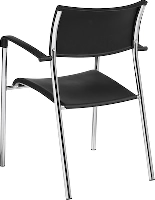 Offices To Go® Stack Chair, Plastic, Black, Seat: 16 1/2"W x 16"D, Back: 17 1/2"W x 14 1/2"H, 4/Ct