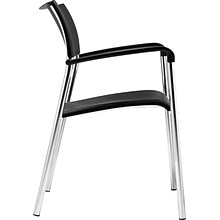 Offices To Go® Stack Chair, Plastic, Black, Seat: 16 1/2W x 16D, Back: 17 1/2W x 14 1/2H, 4/Ct