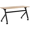 HON Multi-Purpose Table, Flip Base, 60W, Wheat Laminate, Black (BSXBMPT6024PW)