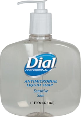 Dial® Liquid Soap, For Sensitive Skin, 16 oz, Pump Bottle, 12/Case