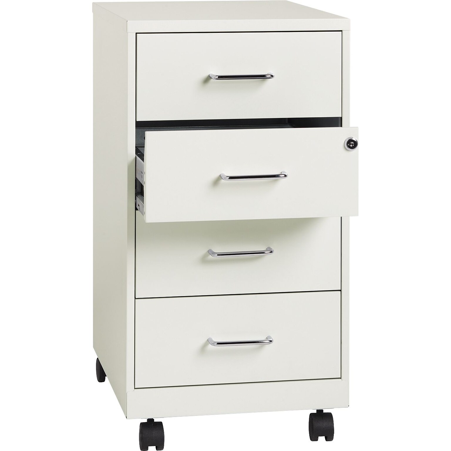 Space Solutions 4-Drawer Mobile Box Drawer Organizer for Office Supplies and Crafts, White, 18 Deep (19537)