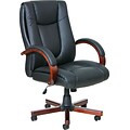Offices to Go Luxhide Bonded Leather Executive Chair with Wood Arms and Base, Cordovan (OTG11300B)