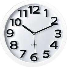 TEMPUS Wall Clock with Raised Numerals and Silent Sweep White Dial, Plastic, 13(TC62127W)