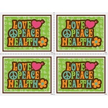 Medical Arts Press® Postcards; for Laser Printer; Retro Reminder Love, Peace, Health Lt Green, 100/P