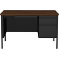 Staples® Single Pedestal Desk 30 D x 48 W Black AND Walnut