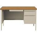 Staples® Single Pedestal Desk 30 D x 48 W Putty AND Oak