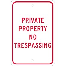 Traffic Warning Signs; Private Property No Trespassing, 18X12, .080 Egp Ref Aluminum