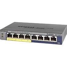 NETGEAR® ProSAFE 8-Port Gigabit PoE Web Managed (Plus) Switch with 4 PoE Ports, 53W (GS108PE)
