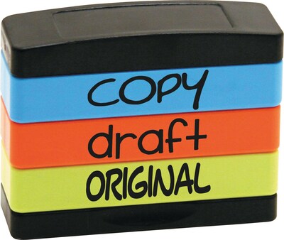 Stack Stamp Set, Copy, Draft, Original, Assorted Fluorescent Ink (8801)