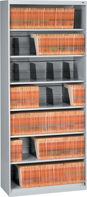 Tennsco Open Fixed Shelf Lateral File, Light Gray, 7-Shelf, 87H