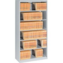 Tennsco Open Fixed Shelf Lateral File, Light Gray, 6-Shelf, 75 1/4H