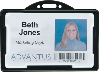 Advantus Horizontal ID Card Holders, 3 3/8 x 2 1/8, Black, 25/Pack (75656)