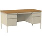 Quill Brand® 60"W Oak Laminate Fortress Series Desk with Double Pedestal